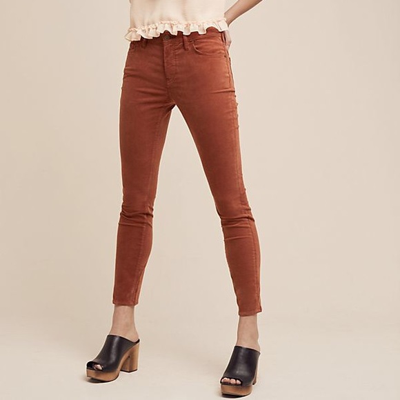 high rise velvet skinny jeans